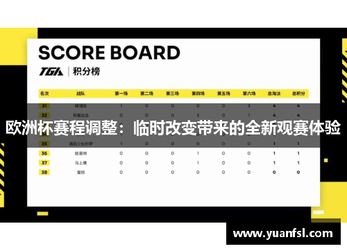 欧洲杯赛程调整：临时改变带来的全新观赛体验